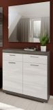 Schuhschrank Shawn in wei Hochglanz und Rauchsilber grau Flur Kommode 90 x 96 cm