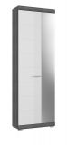 Garderobenschrank Shawn in wei Hochglanz und Rauchsilber grau Garderobe oder groer Schuhschrank mit Spiegel 62 x 197 cm