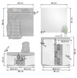 Garderobe Set 4-teilig Shawn in wei Hochglanz und Rauchsilber grau Garderobenkombination 195 x 197 cm