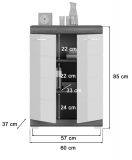 Kommode Shawn in wei Hochglanz und Rauchsilber grau Sideboard 60 x 85 cm
