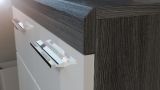 Kommode Shawn in wei Hochglanz und Rauchsilber grau Sideboard 80 x 85 cm