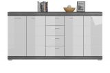 Sideboard Shawn in wei Hochglanz und Rauchsilber grau Kommode 165 x 85 cm