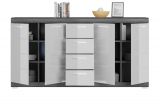 Sideboard Shawn in wei Hochglanz und Rauchsilber grau Kommode 165 x 85 cm