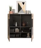 Highboard Freno in Nox Eiche und Basalt grau matt Wohn- und Esszimmer Anrichte 120 x 117 cm