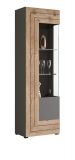 Vitrine Freno in Nox Eiche und Basalt grau matt Wohn- und Esszimmer Standvitrine mit LED Beleuchtung 60 x 194 cm