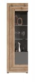 Vitrine Freno in Nox Eiche und Basalt grau matt Wohn- und Esszimmer Standvitrine mit LED Beleuchtung 60 x 194 cm