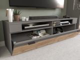 Wohnwand Freno in Nox Eiche und Basalt grau matt Wohnkombination 4-teilig mit LED Beleuchtung 290 x 194 cm