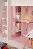 Parisot Kinder- und Jugendzimmer Smoozy29 in wei Kiefer mit blau oder pink Komplett-Set 2-teilig mit Hochbett und Kommode