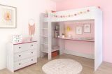 Parisot Kinder- und Jugendzimmer Smoozy29 in wei Kiefer mit blau oder pink Komplett-Set 2-teilig mit Hochbett und Kommode