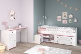 Parisot Kinder- und Jugendzimmer Smoozy27 in wei Kiefer mit blau oder pink Komplett-Set 3-teilig