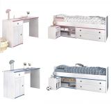 Parisot Kinder- und Jugendzimmer Smoozy27 in wei Kiefer mit blau oder pink Komplett-Set 3-teilig