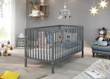 Babyzimmer Babybett Universal in Massivholz grau matt Lack Gitterbett mit Schlupfsprossen und Lattenrost Liegeflche 70 x 140 cm