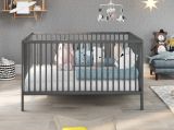 Babyzimmer Babybett Universal in Massivholz grau matt Lack Gitterbett mit Schlupfsprossen und Lattenrost Liegeflche 70 x 140 cm