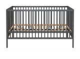 Babyzimmer Babybett Universal in Massivholz grau matt Lack Gitterbett mit Schlupfsprossen und Lattenrost Liegeflche 70 x 140 cm
