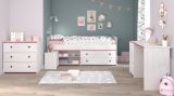 Parisot Kinder- und Jugendzimmer Smoozy37 in wei Kiefer mit blau oder pink Komplett-Set 4-teilig