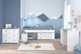Parisot Kinder- und Jugendzimmer Smoozy37 in wei Kiefer mit blau oder pink Komplett-Set 4-teilig
