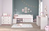 Parisot Kinder- und Jugendzimmer Smoozy37 in wei Kiefer mit blau oder pink Komplett-Set 4-teilig