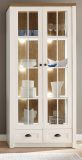 Vitrine Seyne in wei Pinie und Eiche hell Landhaus Vitrinenschrank 90 x 198 cm