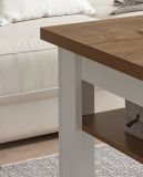 Couchtisch Seyne in wei Pinie und Eiche hell Landhaus Beistelltisch 70 x 70 cm