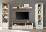 TV-Lowboard Seyne in wei Pinie und Eiche hell Landhaus TV Unterteil 160 x 47 cm