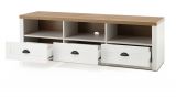 TV-Lowboard Seyne in wei Pinie und Eiche hell Landhaus TV Unterteil 160 x 47 cm