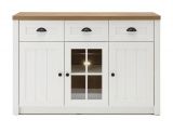 Sideboard Seyne in wei Pinie und Eiche hell Landhaus Kommode 130 x 86 cm