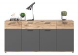 Sideboard Tomaso in Nox Eiche und Basalt grau Wohn- und Esszimmer Kommode 200 x 91 cm
