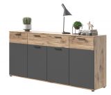 Sideboard Tomaso in Nox Eiche und Basalt grau Wohn- und Esszimmer Kommode 200 x 91 cm