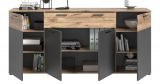 Sideboard Tomaso in Nox Eiche und Basalt grau Wohn- und Esszimmer Kommode 200 x 91 cm
