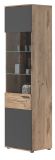 Vitrine Tomaso in Nox Eiche und Basalt grau Wohn- und Esszimmer Vitrinenschrank 57 x 200 cm