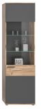 Vitrine Tomaso in Nox Eiche und Basalt grau Wohn- und Esszimmer Vitrinenschrank 57 x 200 cm