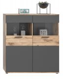 Highboard Tomaso in Nox Eiche und Basalt grau Wohn- und Esszimmer Anrichte 110 x 122 cm