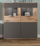 Highboard Tomaso in Nox Eiche und Basalt grau Wohn- und Esszimmer Anrichte 110 x 122 cm
