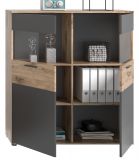 Highboard Tomaso in Nox Eiche und Basalt grau Wohn- und Esszimmer Anrichte 110 x 122 cm