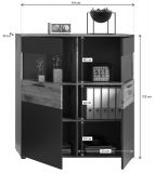 Highboard Tomaso in Nox Eiche und Basalt grau Wohn- und Esszimmer Anrichte 110 x 122 cm