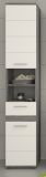 Badezimmer Hochschrank Bailey in wei Hochglanz und Rauchsilber grau Badschrank 35 x 191 cm