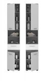 Badezimmer Hochschrank Bailey in wei Hochglanz und Rauchsilber grau Badschrank 35 x 191 cm