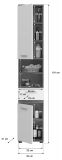 Badezimmer Hochschrank Bailey in wei Hochglanz und Rauchsilber grau Badschrank 35 x 191 cm