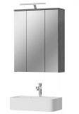 Badezimmer Spiegelschrank Bailey in Rauchsilber grau Badschrank 3-trig 60 x 77 cm