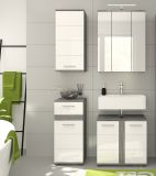 Badezimmer Hngeschrank Bailey in wei Hochglanz und Rauchsilber grau Badschrank 35 x 77 cm