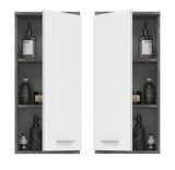 Badezimmer Hngeschrank Bailey in wei Hochglanz und Rauchsilber grau Badschrank 35 x 77 cm
