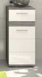 Badezimmer Kommode Bailey in wei Hochglanz und Rauchsilber grau Badschrank 35 x 79 cm