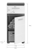Badezimmer Kommode Bailey in wei Hochglanz und Rauchsilber grau Badschrank 35 x 79 cm