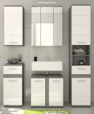 Badmbel Set 5-teilig Bailey in wei Hochglanz und Rauchsilber grau Badkombination 164 x 191 cm