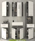 Badmbel Set 5-teilig Bailey in wei Hochglanz und Rauchsilber grau Badkombination 164 x 191 cm