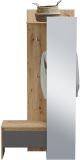 Kompaktgarderobe Piazza in Basalt grau und Eiche Garderobe mit Spiegel 90 x 189 cm