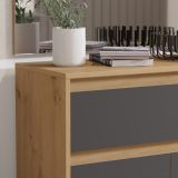 Kompaktgarderobe Piazza in Basalt grau und Eiche Garderobe mit Spiegel 90 x 189 cm