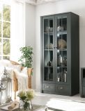 Vitrine Forres in grn Landhaus Wohn- und Esszimmer Vitrinenschrank 90 x 197 cm