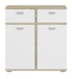 Kommode Soley in wei und Sonoma Eiche hell, Sideboard 79 x 84 cm mit Soft-Close