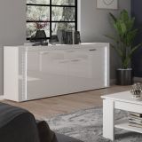 Sideboard Sunroof in wei Hochglanz Kommode inklusive Beleuchtung 182 x 84 cm, Soft-Close